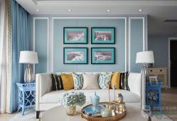 132㎡實(shí)用四居，藍(lán)色裝點(diǎn)浪漫優(yōu)雅